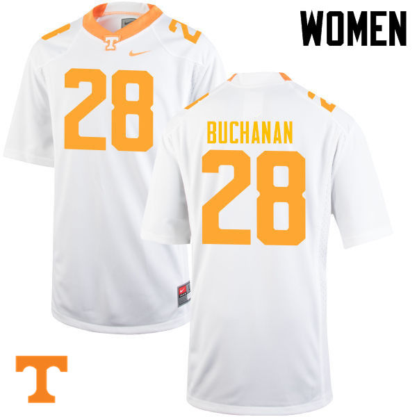 Women #28 Baylen Buchanan Tennessee Volunteers College Football Jerseys-White - Click Image to Close